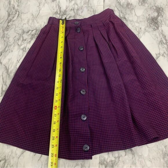 Vintage Express Button Front Plaid Print Skirt size XS Made in USA red Blue - Picture 6 of 7